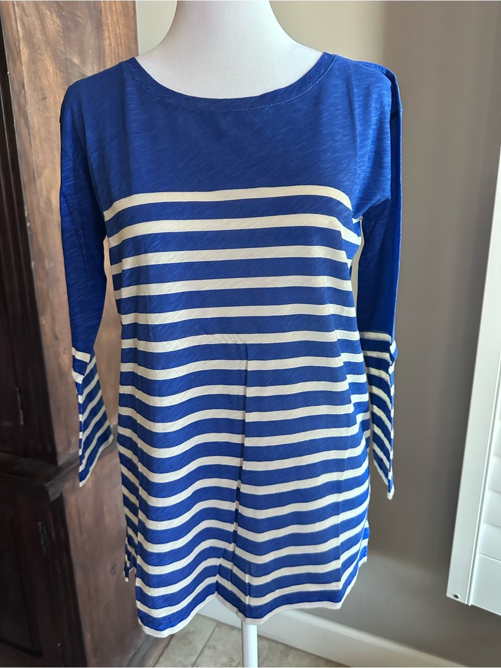 J.Crew Blue and White Striped Womens Long Sleeve Top XS